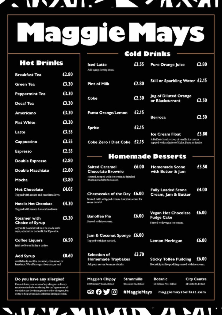 Maggie Mays Menu Hot Drinks