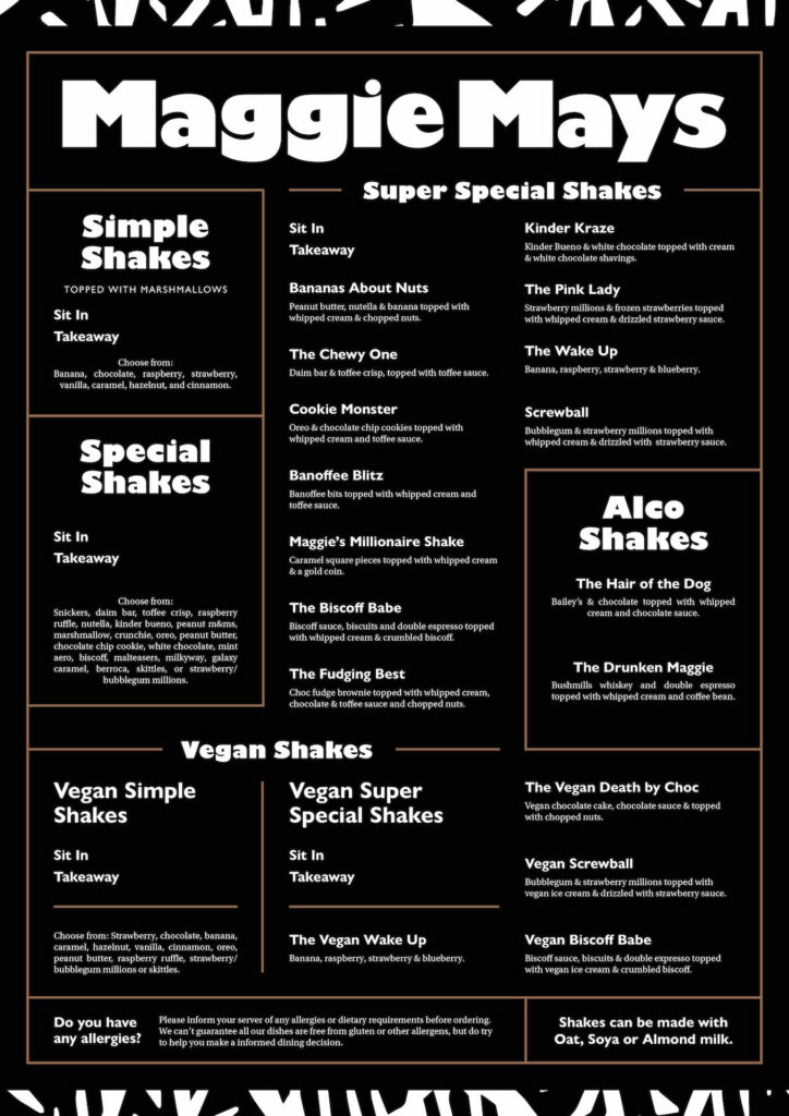 Maggie Mays Menu Shakes